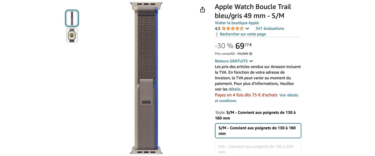 Bracelet AppleWatchUltra boucle trail promotion